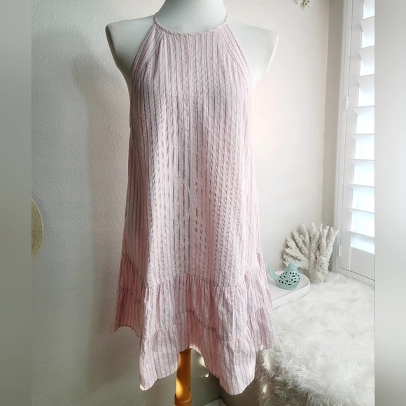 REBECCA TAYLOR NWT PINK MULTICOLOR STRIPE TANK RUFFLE DRESS Sz: 8 - Picture 9 of 16